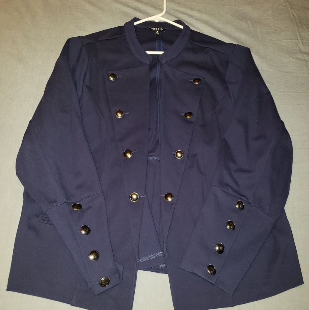 Torrid Navy Double-Breasted Blazer EUC